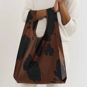 Baggu Standard Reusable Bag - Black and Brown Cow - Recycled Nylon Market Tote